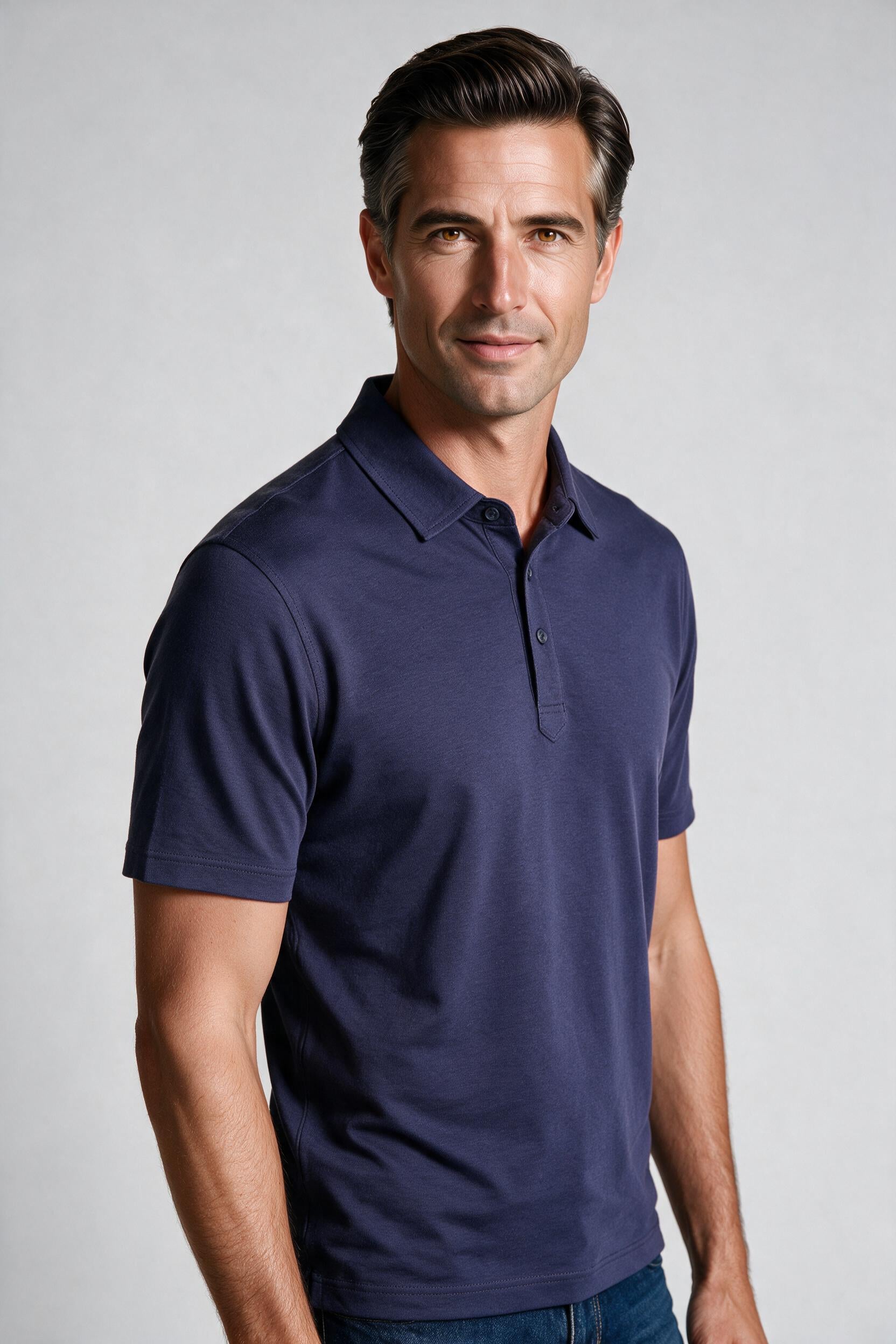 Raffi Aqua Cotton Sherwood Polo in Ocean – close-up #Color_Ocean