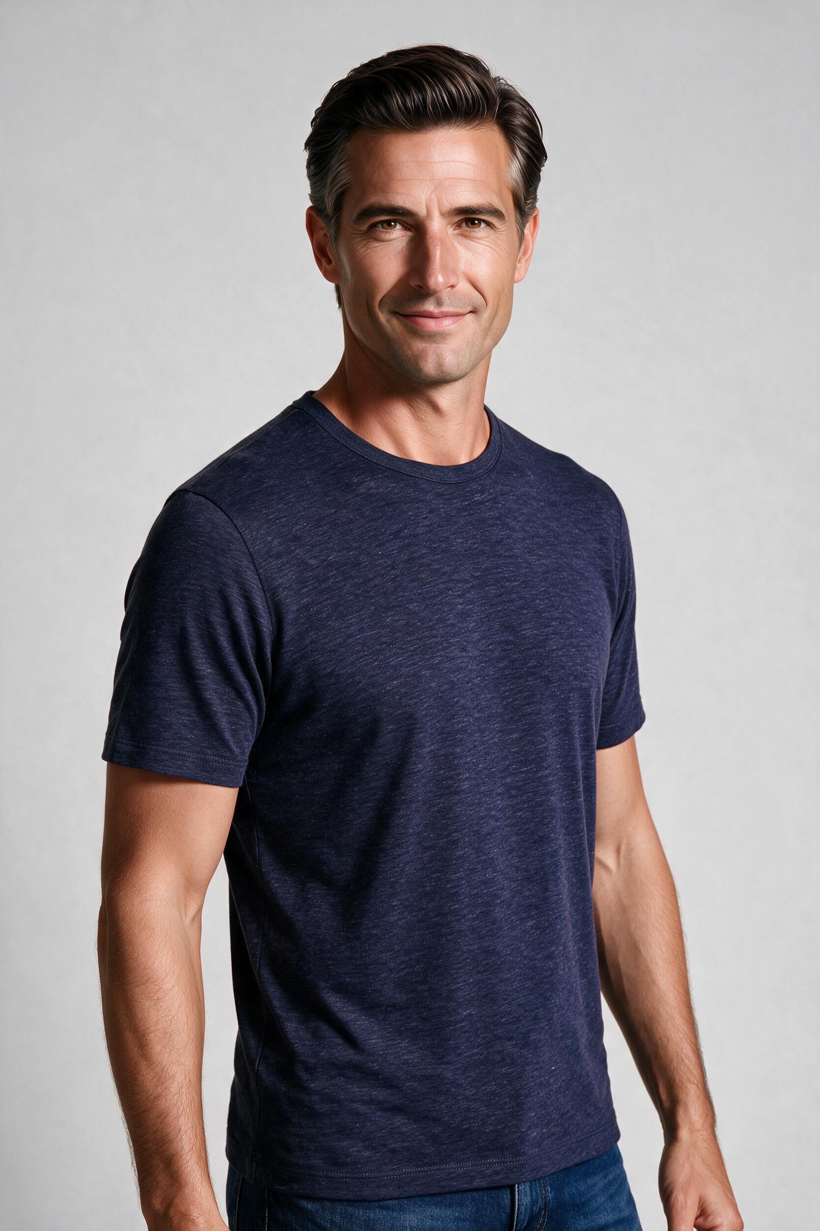 Raffi Aqua Cotton Lafayette Crew Neck Tee in Ocean – close-up #Color_Ocean