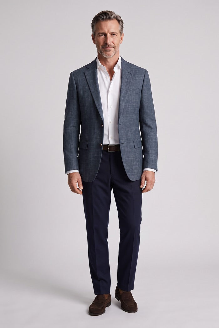 Corneliani Academy Wool & Silk Herringbone Sport Coat, Navy – view 5