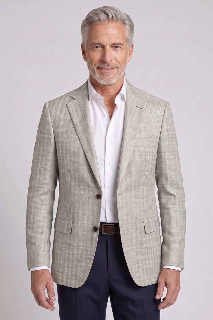Corneliani Academy Wool & Silk Herringbone Sport Coat, Taupe – view 2