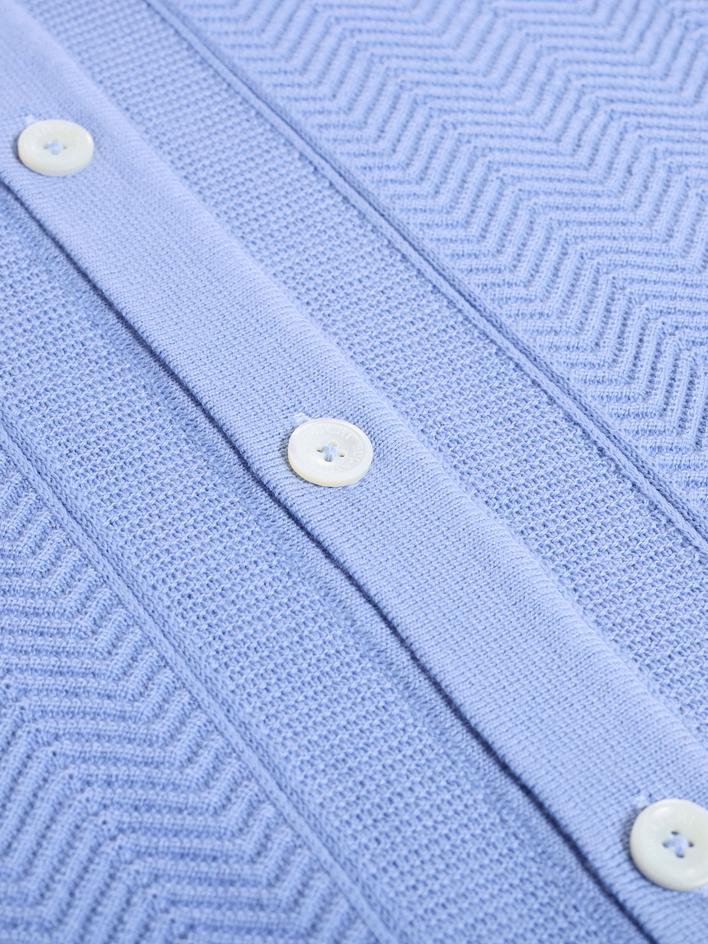 Bugatchi S/S Full Button Sweater, Air Blue