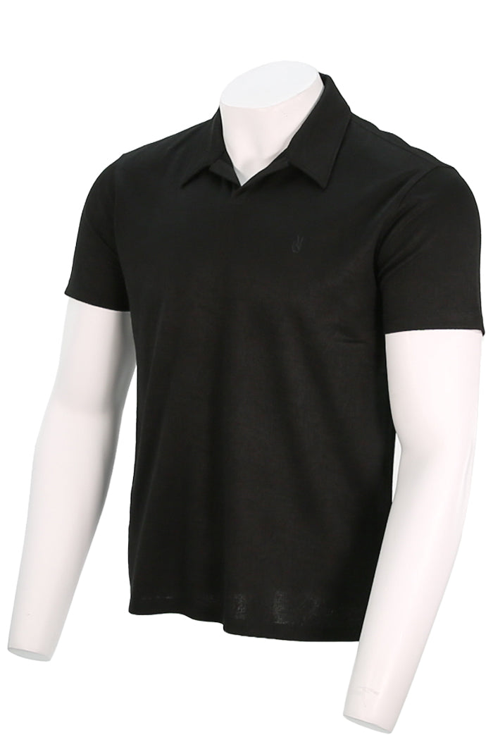 John Varvatos Hague S/S Polo For Men In Black Angled View Mondo Uomo