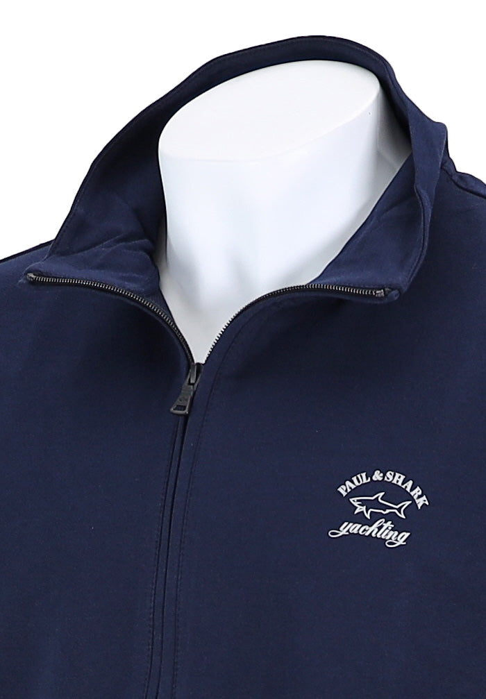 PAUL & SHARK Men’s Light Stretch Cotton Full Zip Sweater in Navy Blue Close Up