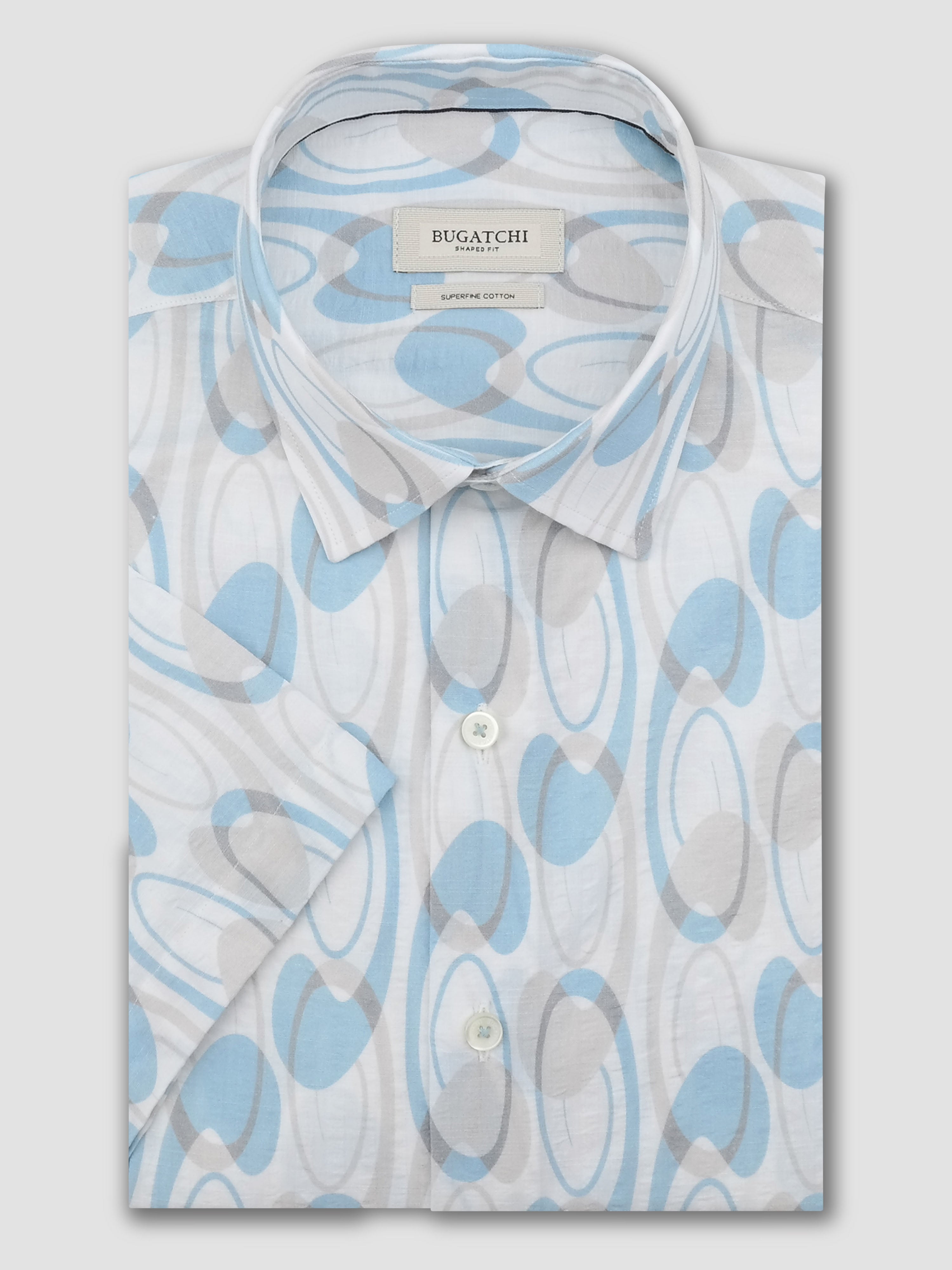 Bugatchi Seersucker S/S Shirt, Hazy Blue