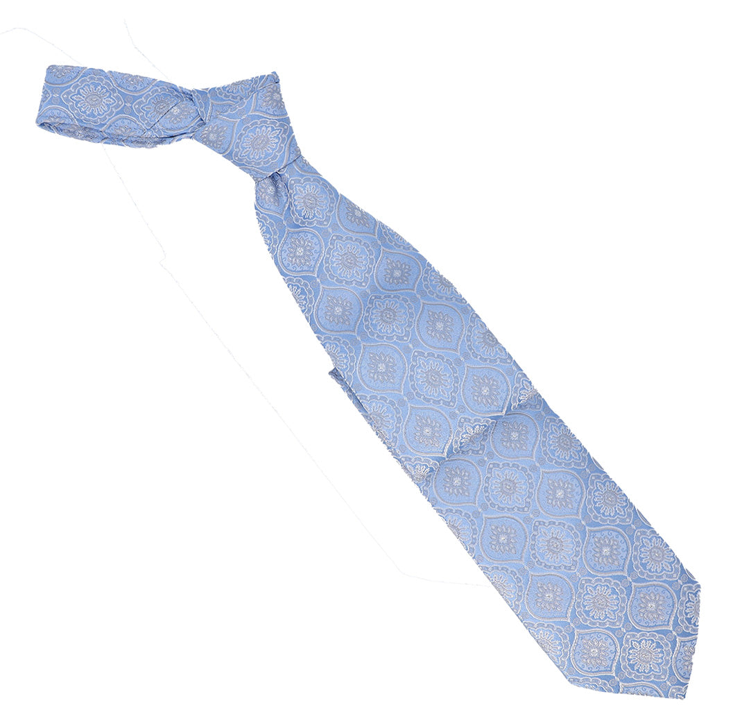 Italo Ferretti Men's Tie With A Classic Medallion Pattern in a Serene Light Blue