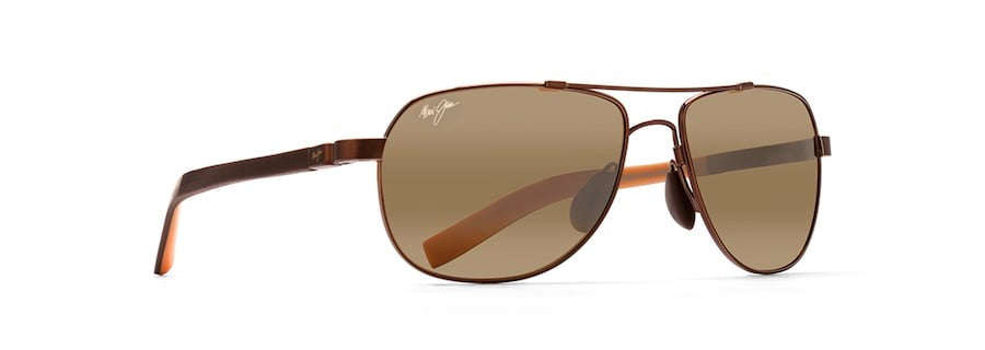 Maui Jim Men's Guardrails Polarized Aviator Sunglasses in Gold Frame with Brown Lenses