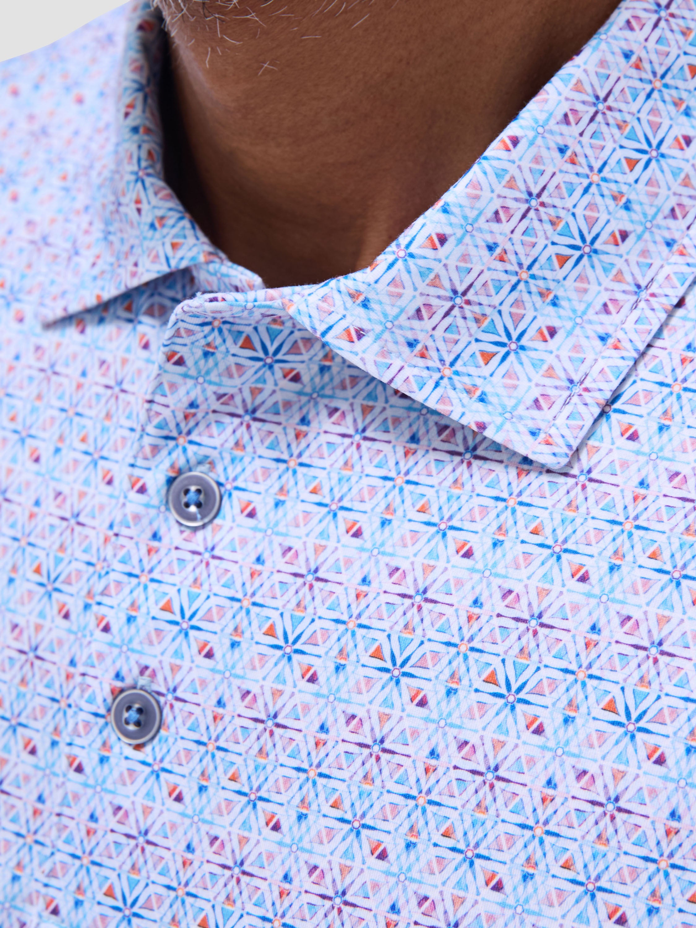 S/S Bugatchi Ooohcotton Victor Polo For Men In Pink Close Up