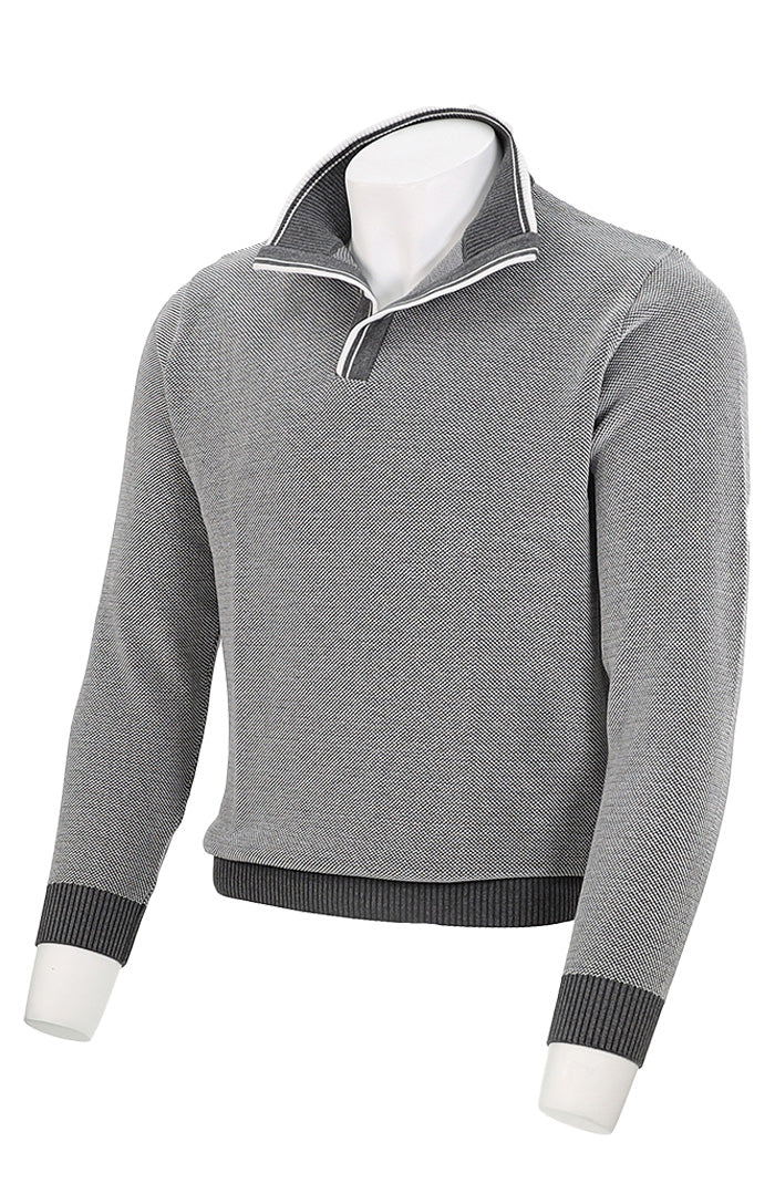 St. Croix Crystal Stitch Open Mock | Gray