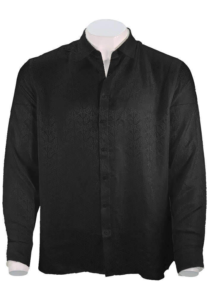 black dress shirt silk John Varvatos Martin Long Sleeve Men Shirt
