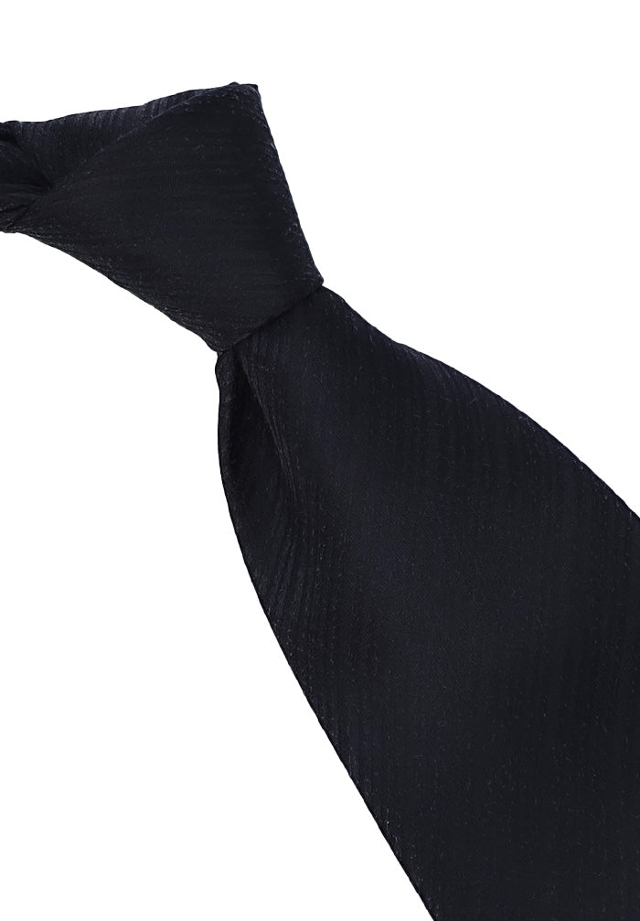 Italo Ferretti Men's Tie With Sleek Black Diagonal Texture in Black Close Up