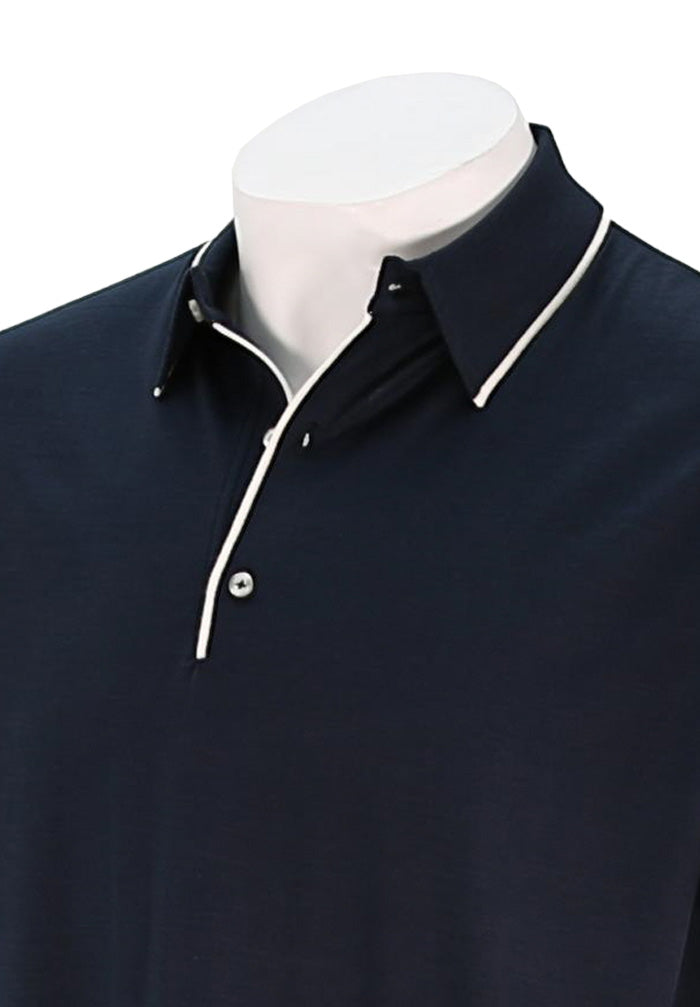 St. Croix S/S Cotton Polo For Men In Navy Close Up