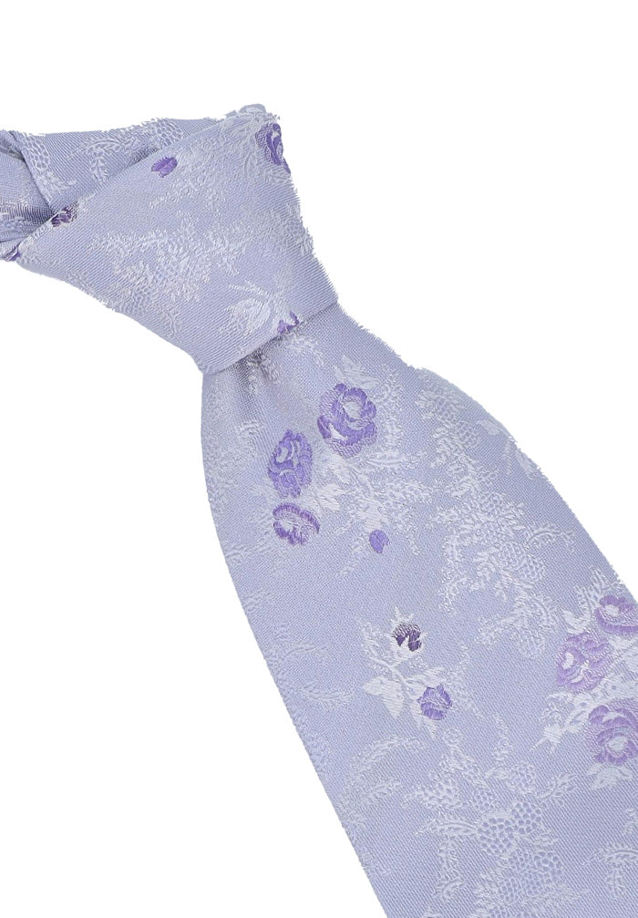 Italo Ferretti Men's Tie With Delicate Floral Pattern in a Soft Lavender Close Up