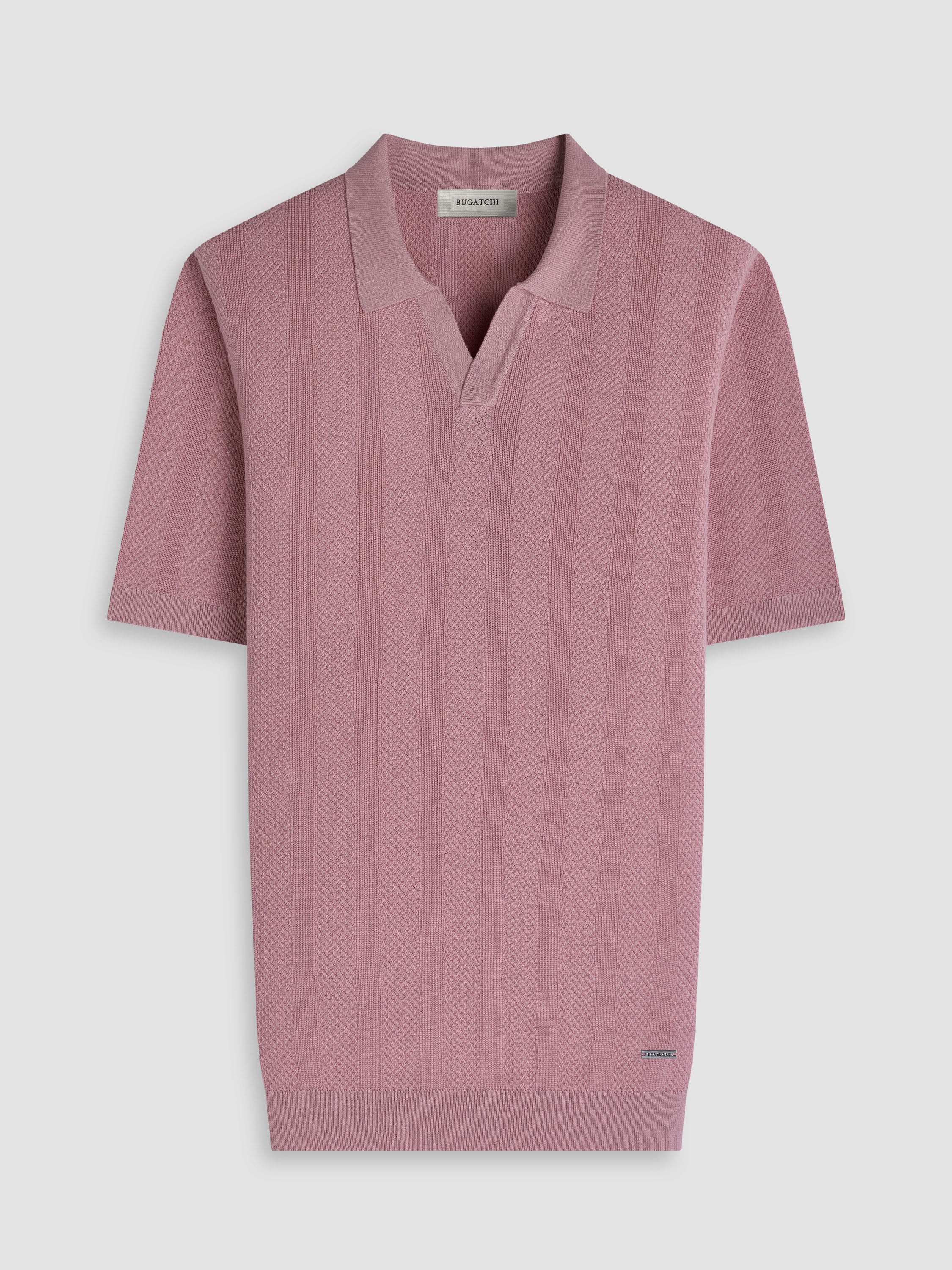 Bugatchi S/S Johnny Collar Sweater, Dusty Pink