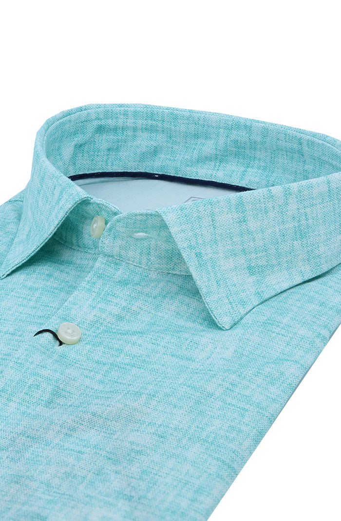 Desoto Men's Pattern Fusion Short Sleeve Shirt In Aqua Close Up 824-32-3