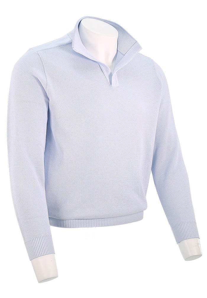 St. Croix Open Mock Crystal Stitch Sweater, SKY BLUE