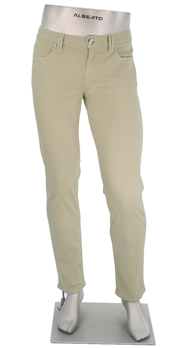 Alberto Men's Pipe Stretch Colored Denim In Khaki - Mondo Uomo