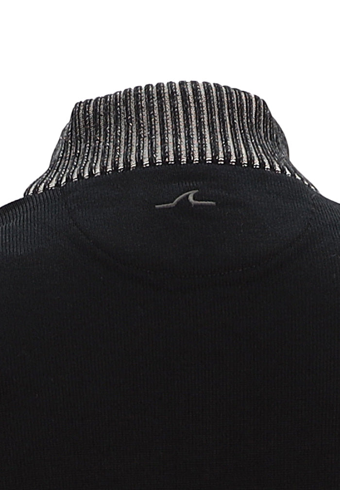 PAUL & SHARK Men's Black Wool Half Zip Sweater with Embroidered Shark Fin Logo – Mondo Uomo