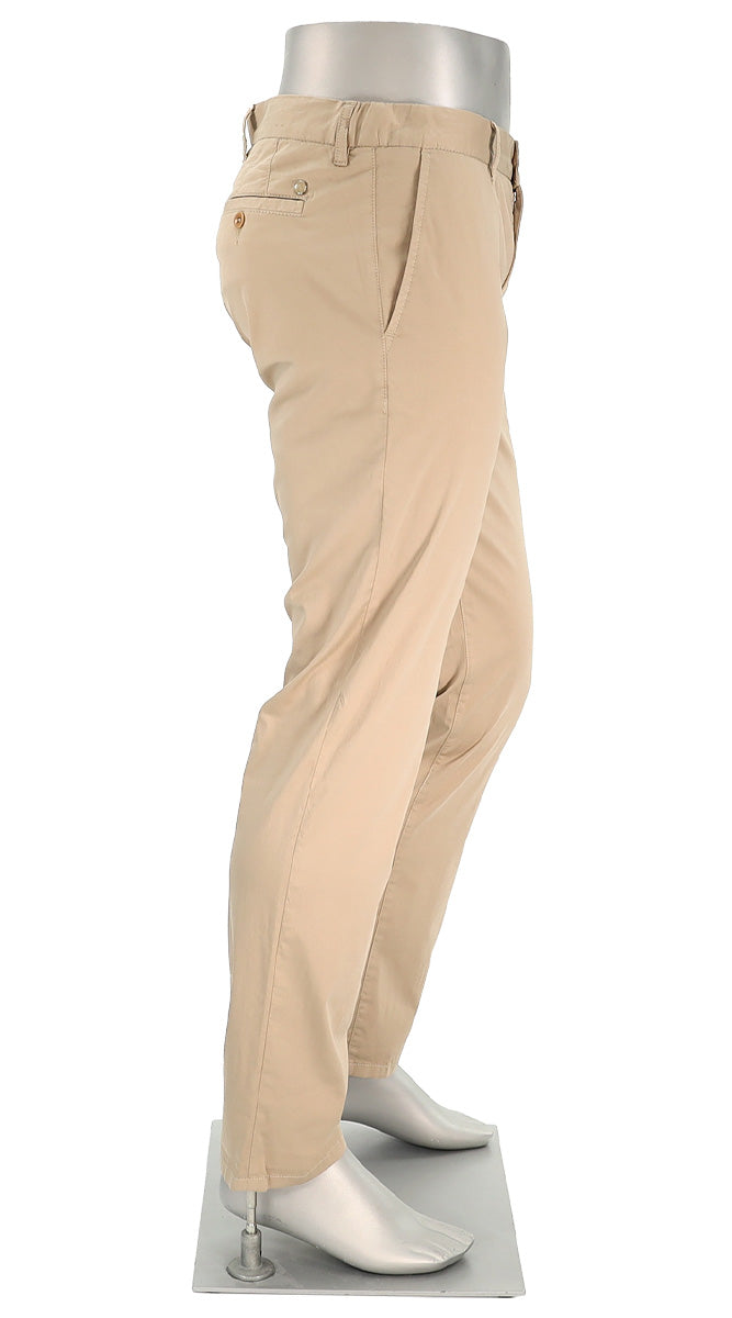 Alberto Super Light Cotton Pants For Men In Beige Side View - Mondo Uomo