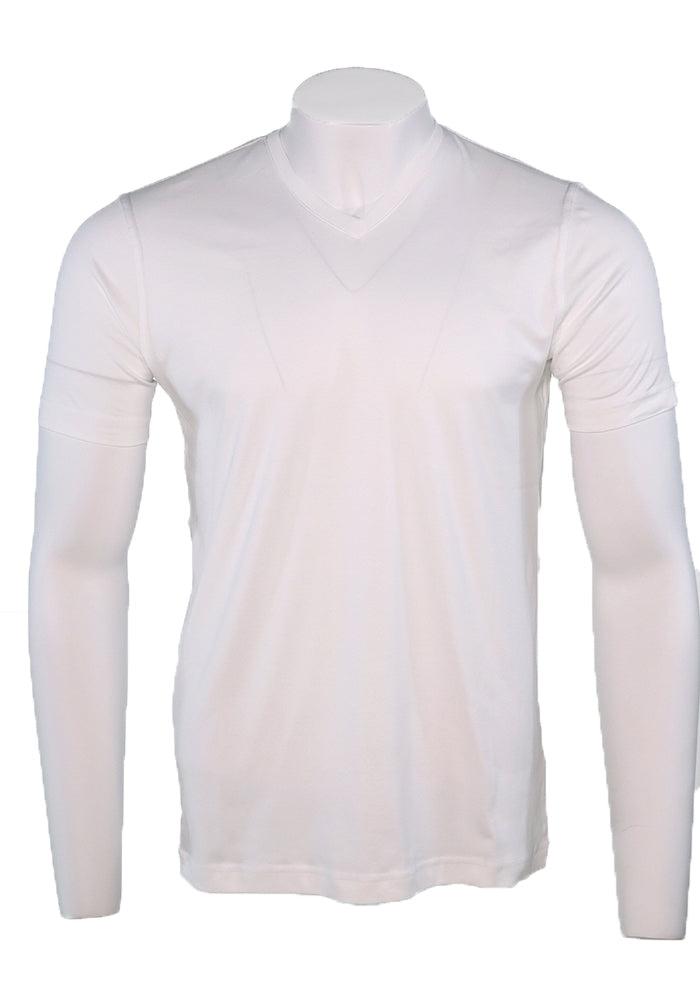 Raffi Aqua Cotton Noah V-Neck Tee in White | Mondo Uomo Naples FL #Color_White