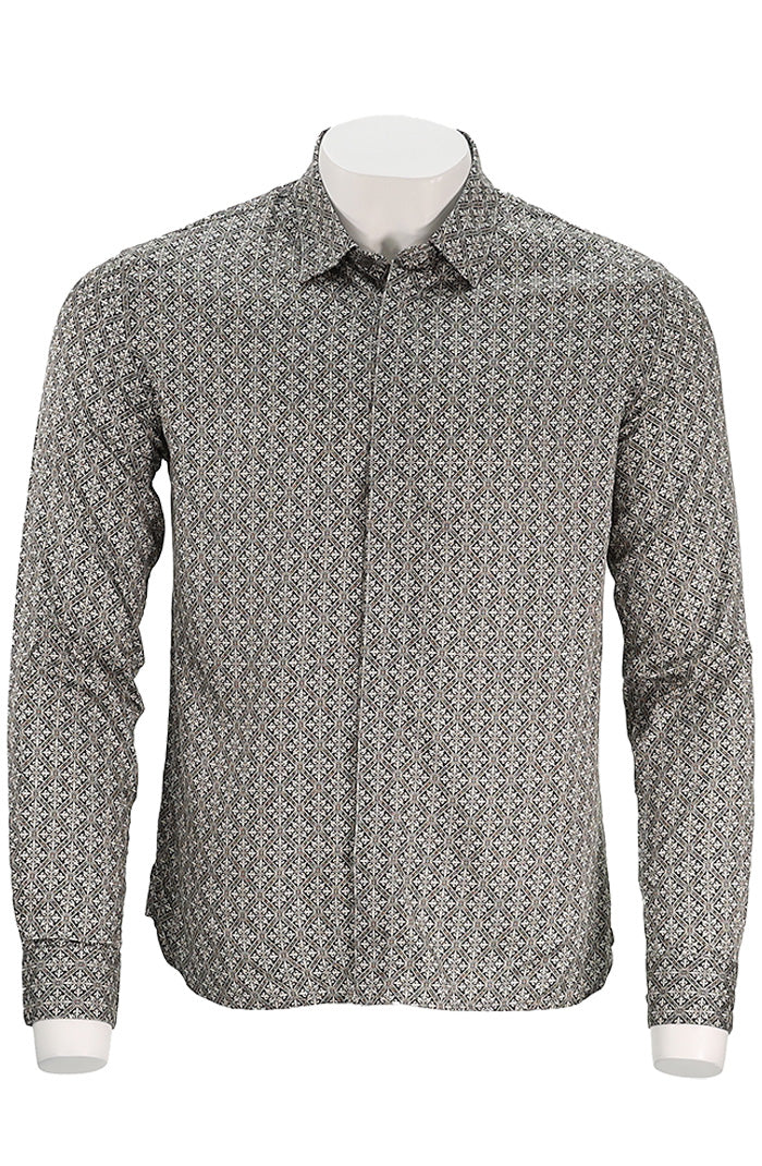 John Varvatos Rodney Men’s Long Sleeve Shirt in Foulard Print Modal Sateen – Mondo Uomo