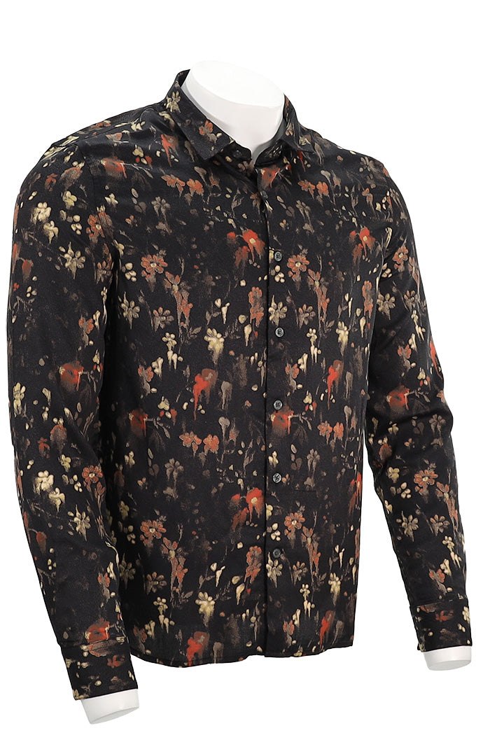 John Varvatos Ross Long Sleeve Shirt For Men In Dark Brown Angled View W675R24-91