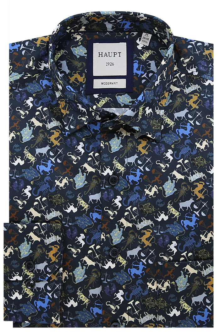 Haupt Long Sleeve Shirt For Men In Zodiac-Inspired Print - Mondo Uomo