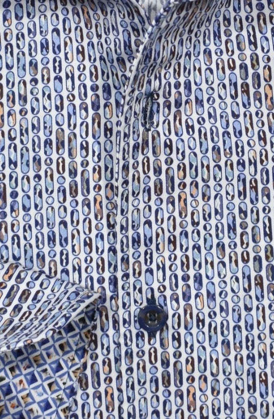 Marcello Vertical Ovals Long Sleeve Shirt — fabric close-up
