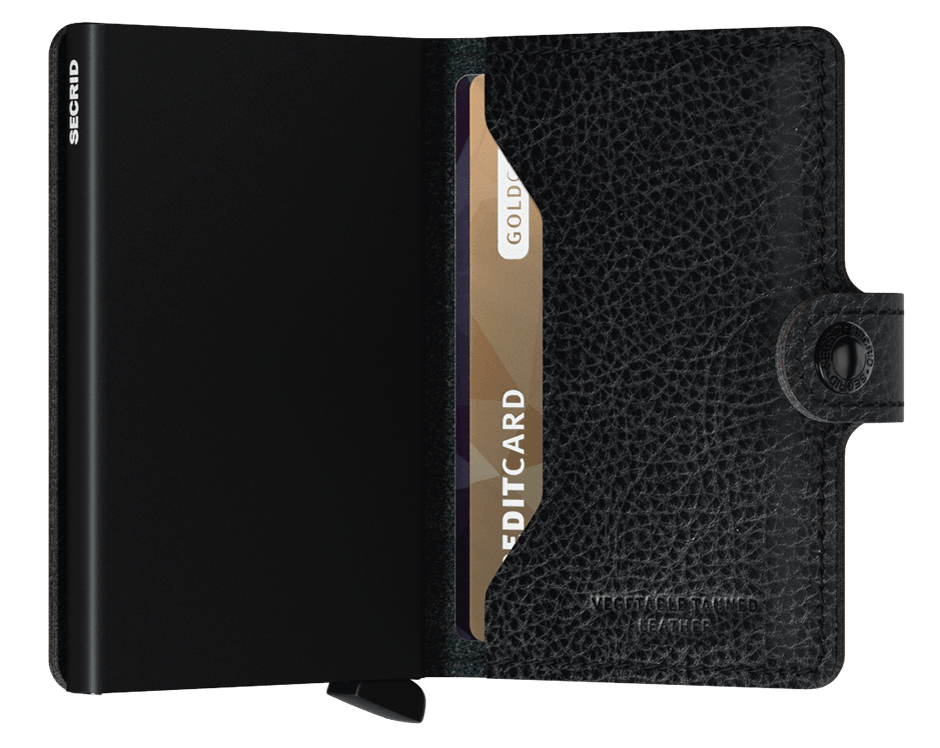 SECRID Men's Miniwallet Vegetable Tanned In Black/Black Close Up MVG