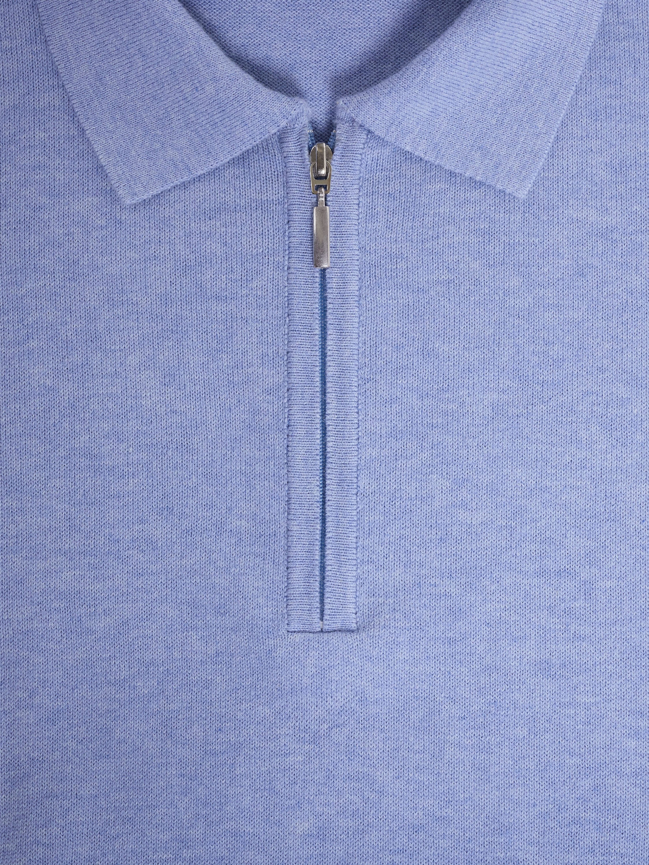 Bugatchi S/S Quarter Zip Polo, Air Blue