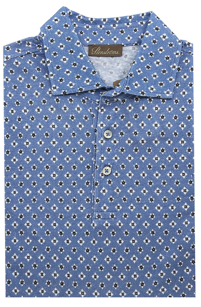 Stenstroms Men's Cotton S/S Polo In Medium Blue 440080 3462 Mondo Uomo
