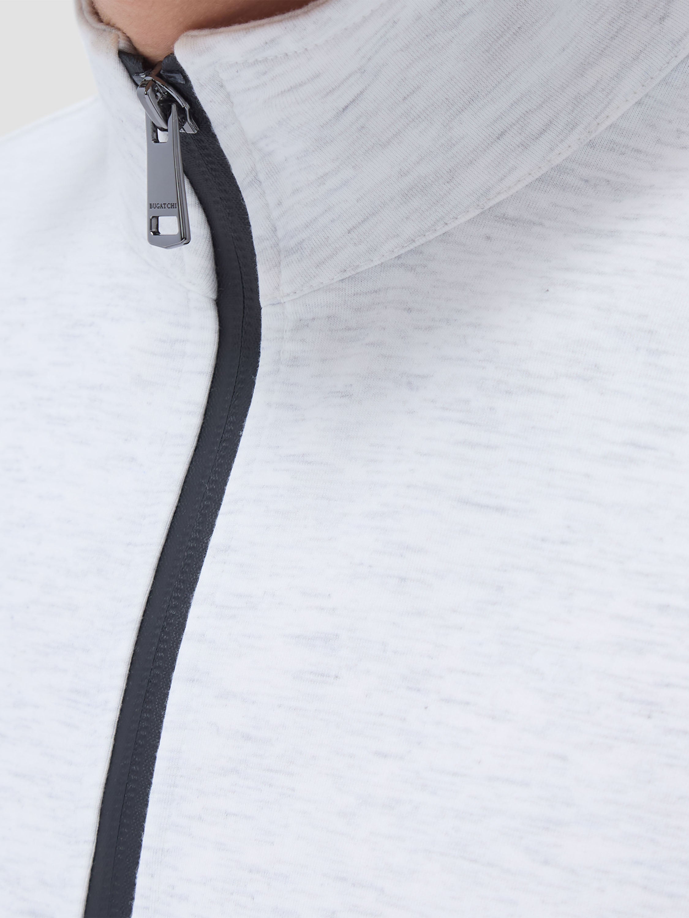 Bugatchi Heather Soft Touch 1/4 Zip For Men In Chalk Close Up