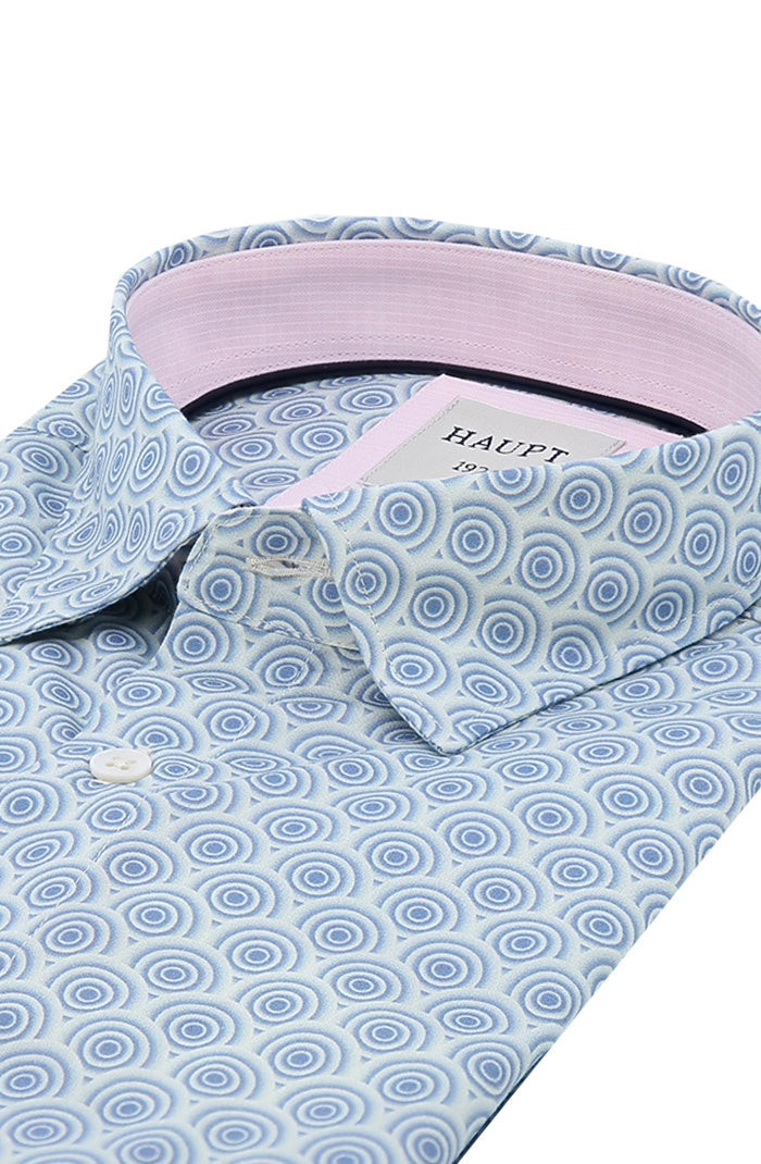 Haupt Vintage Inspired Long Sleeve Men’s Shirt in Blue with Pink Contrast Close Up 9010-2314