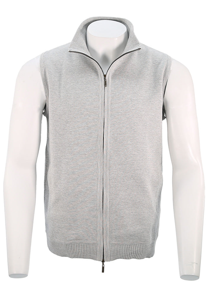 St. Croix Zip Mock Vest, Lt Grey Marl