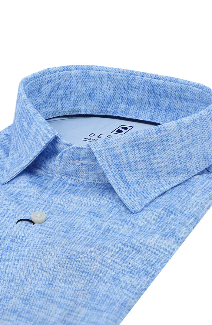 Desoto Men's Pattern Fusion Short Sleeve Shirt In Light Blue Close Up 824-32-3