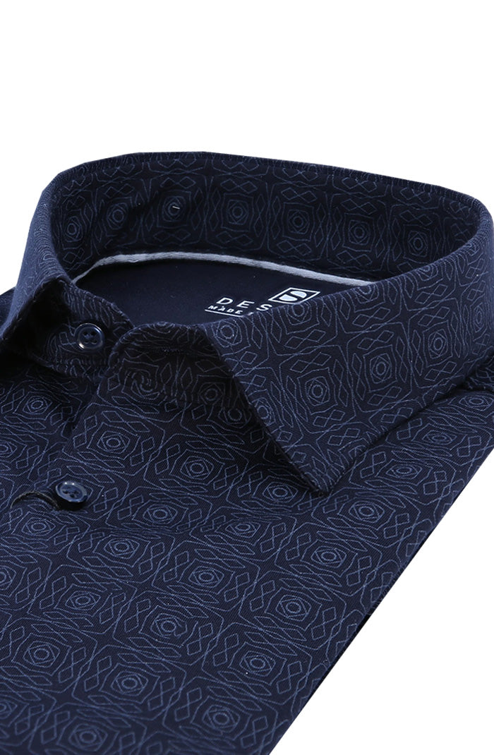 Desoto Men's Dark Long Sleeve In Navy  Close Up 813-28-3