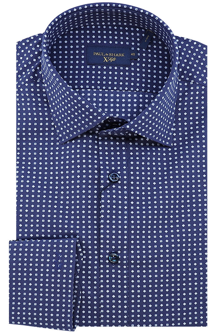 Paul & Shark Men's Cotton Button Down Shirt In Micro-Pattern Design - Mondo Uomo