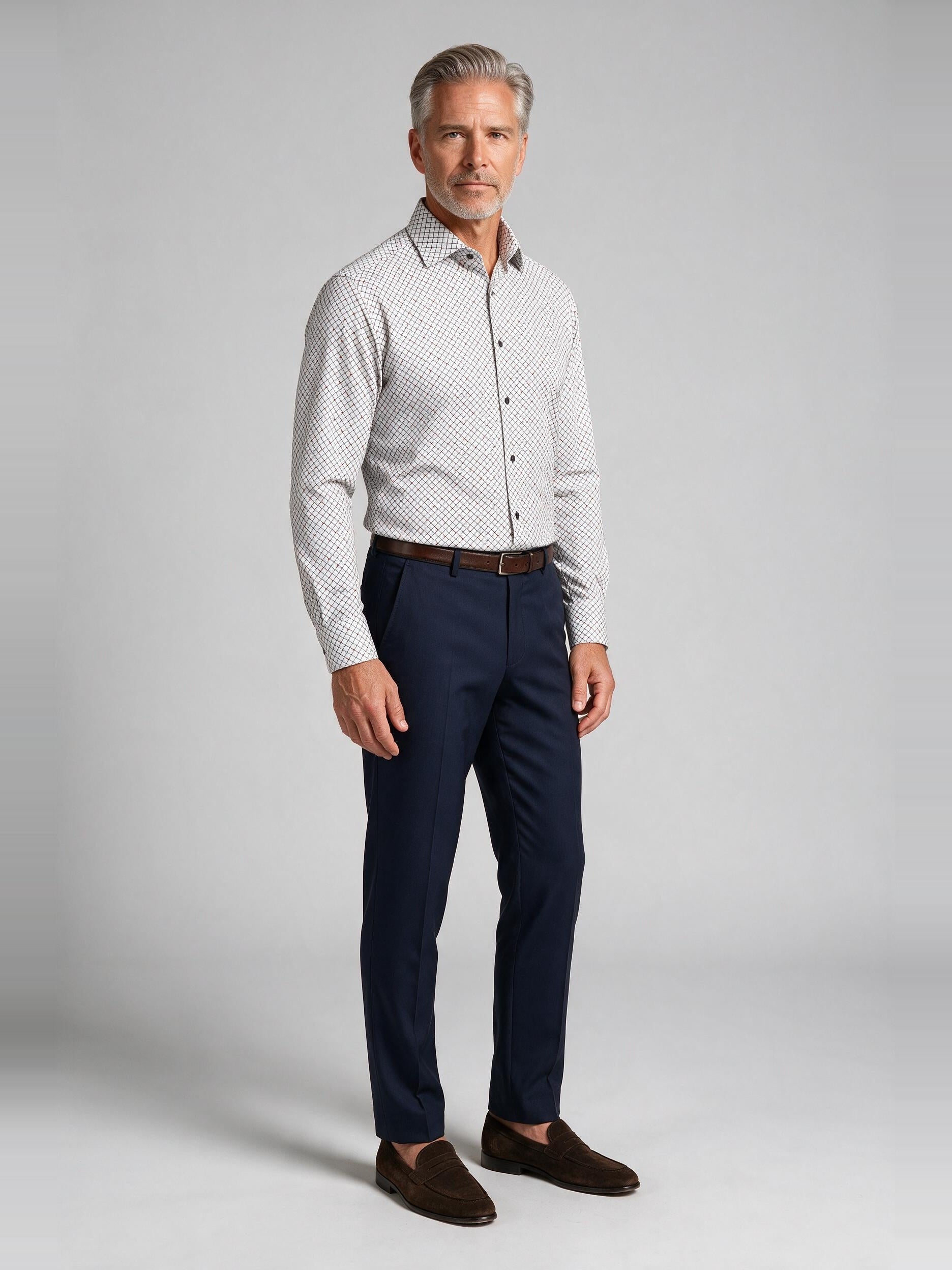 Bugatchi Ooohcotton L/S Devon Shirt, Avocado, worn with a dress trouser | Mondo Uomo Naples FL