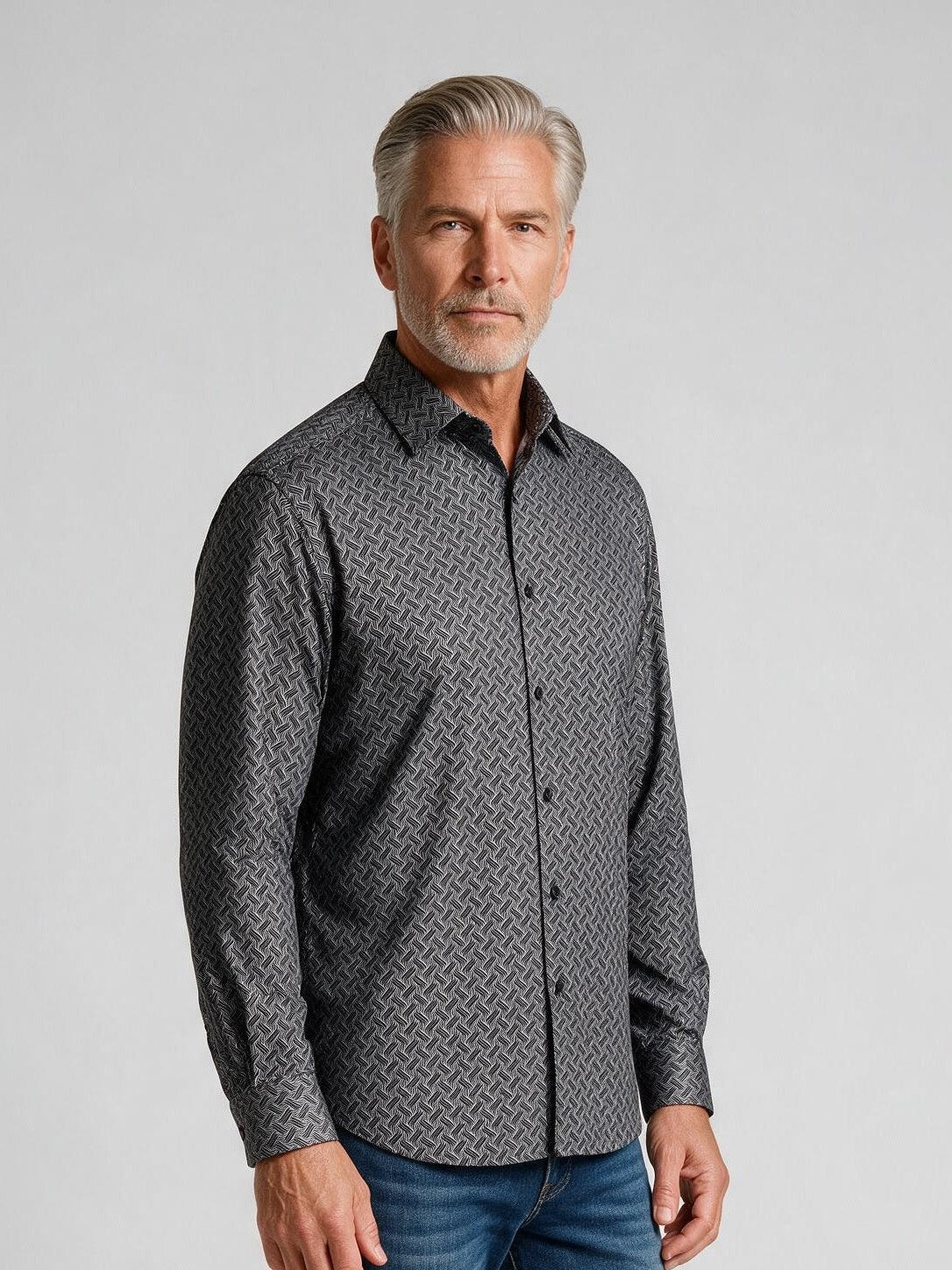 Bugatchi Ooohcotton L/S Devon Shirt, White, detail | Mondo Uomo Naples FL