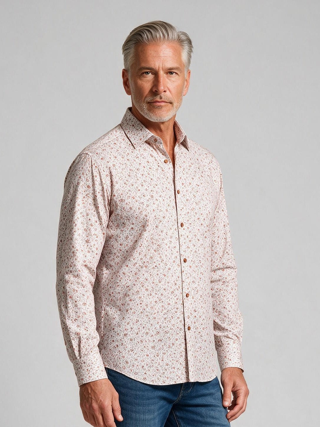 Bugatchi Ooohcotton L/S James Shirt, Sienna, detail | Mondo Uomo Naples FL