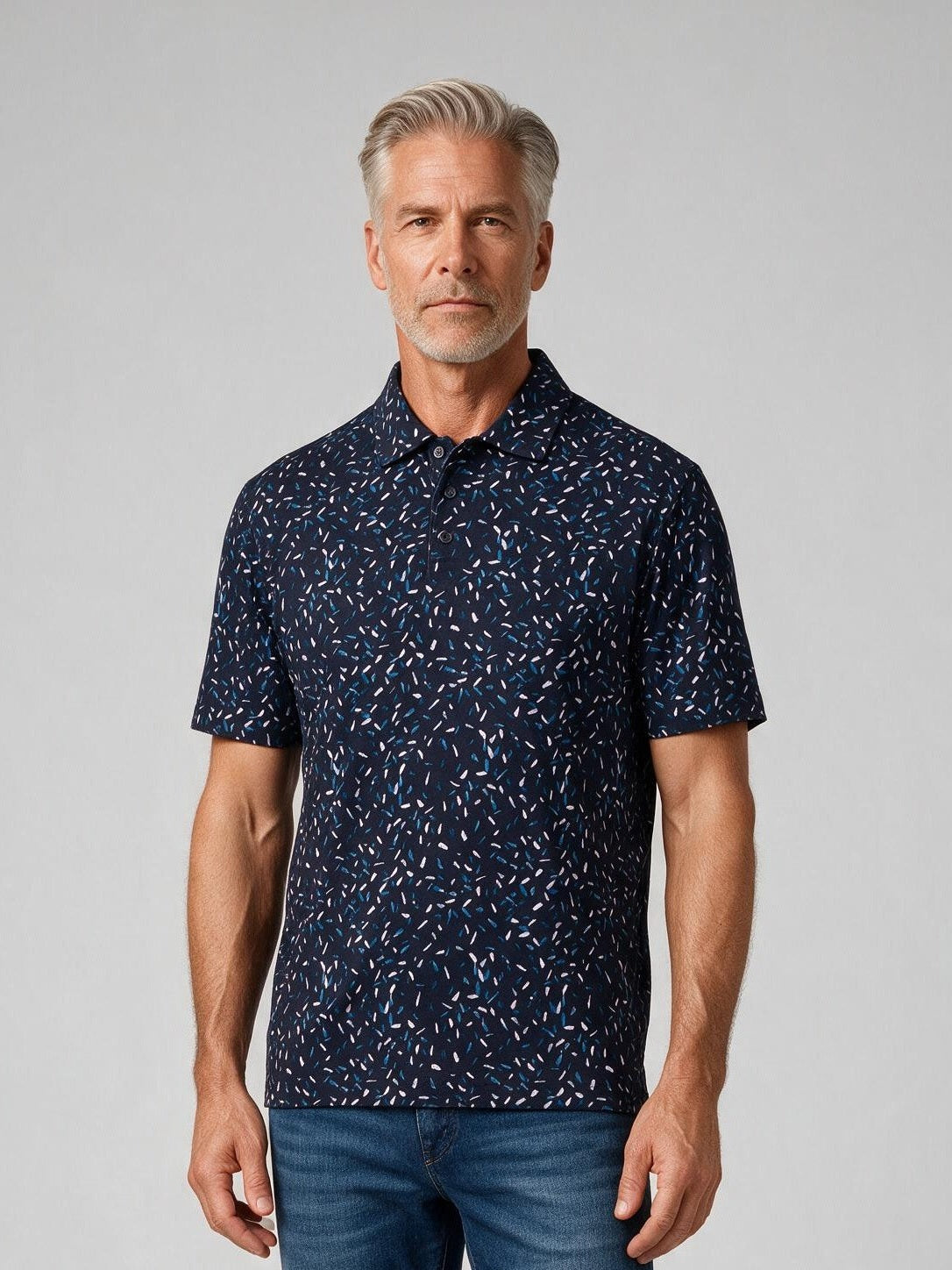Bugatchi S/S Hendrix Polo, Navy, detail | Mondo Uomo Naples FL