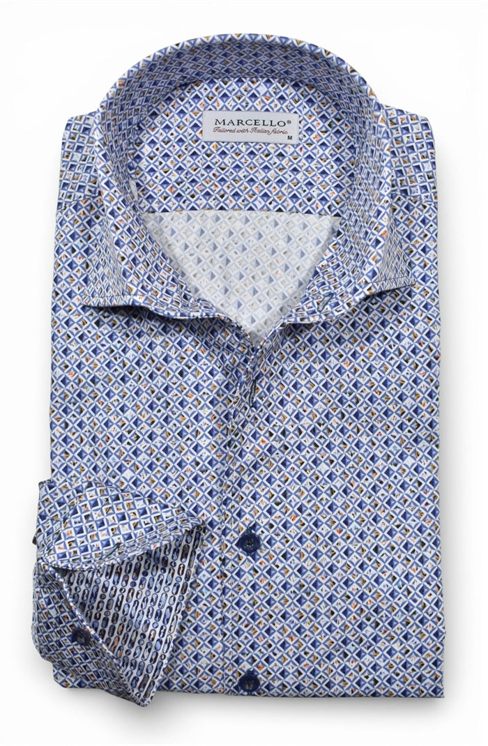 Marcello Rotated Indigo Long Sleeve Shirt — front