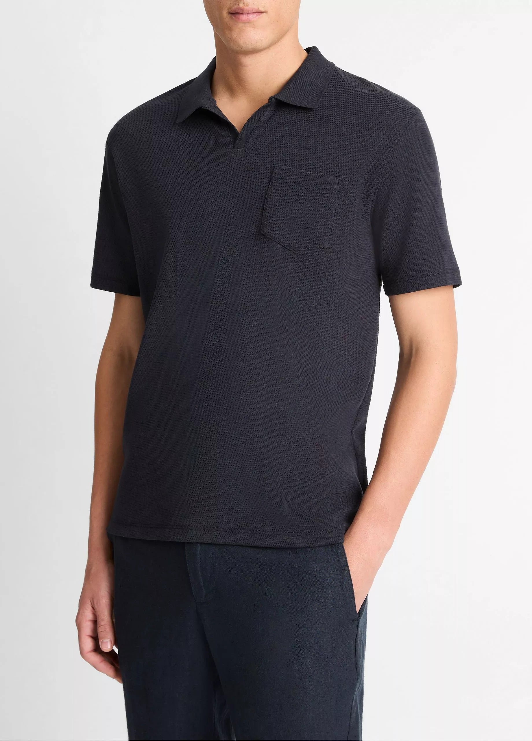 Vince S/S Johnny Collar, Coastal Blue