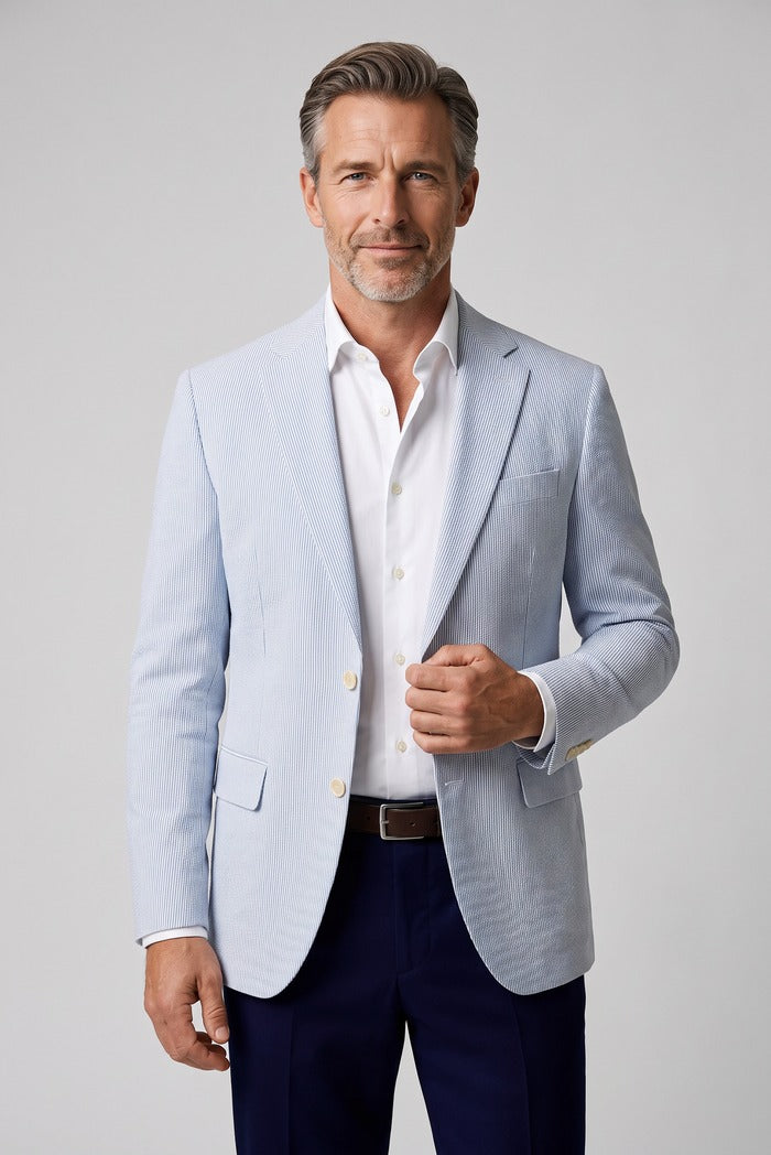 Jack Victor Conway Seersucker Sport Coat, Light Blue – view 2