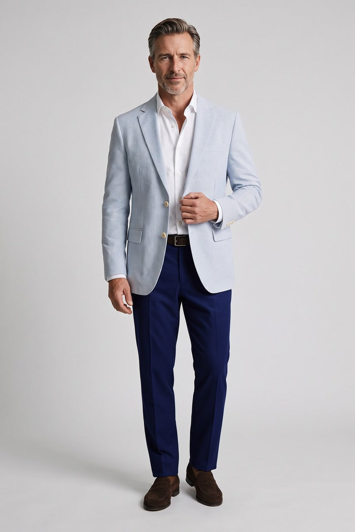 Jack Victor Conway Seersucker Sport Coat, Light Blue – view 5
