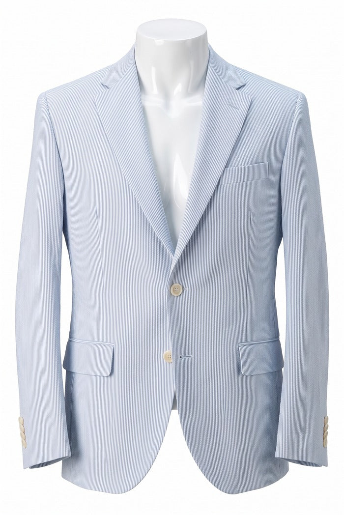 Jack Victor Conway Seersucker Sport Coat, Light Blue | Mondo Uomo Naples FL
