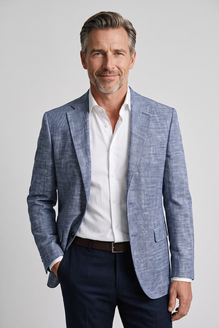 Jack Victor Conway Wool & Silk Slub Sport Coat, Blue – view 2