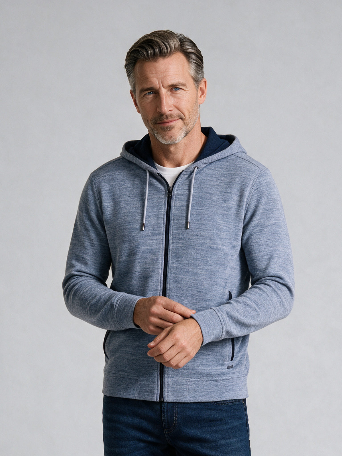 Bugatchi L/S Full-Zip Hoodie, Slate – view 2