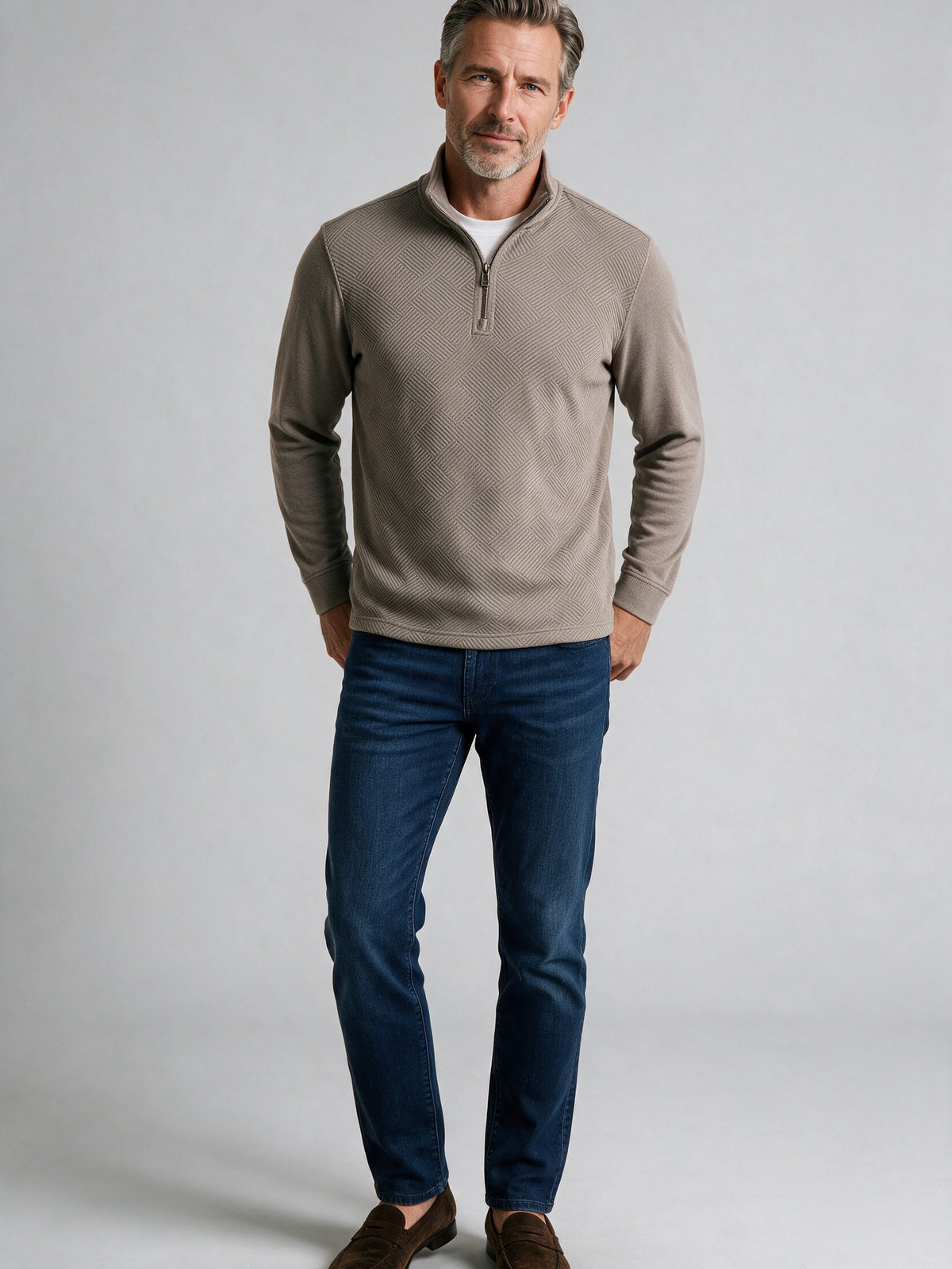 Bugatchi Soft Touch Quarter-Zip Knit, Walnut – view 3