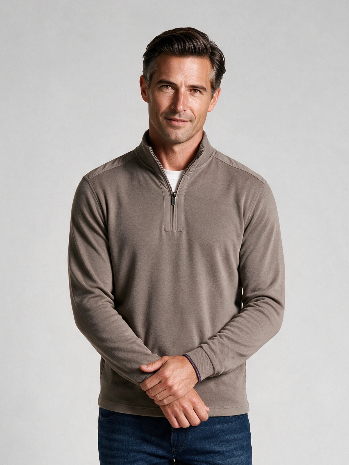 Bugatchi Soft Touch Quarter-Zip Knit, Walnut – view 2