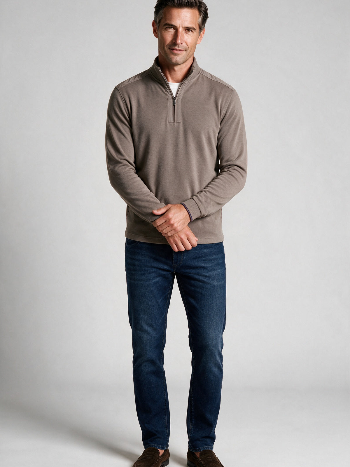 Bugatchi Soft Touch Quarter-Zip Knit, Walnut – view 3